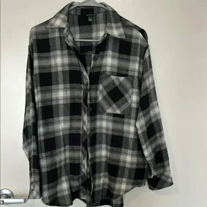 Oversized Black and White woman flannel Button-Up top